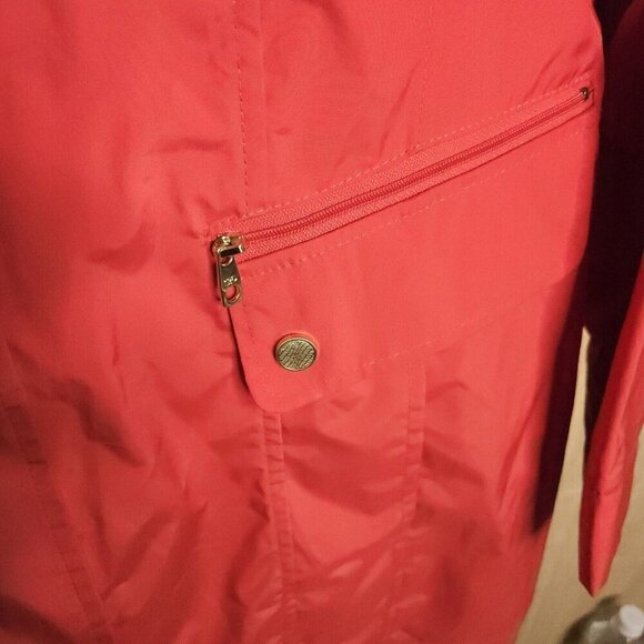 Cole Haan Salmon Pink Long Trench Windbreaker Rain Coat Large - Picture 3 of 11